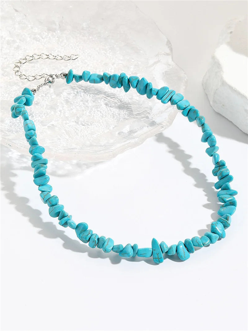 Elegant Colorful Chip Stone Choker Necklace