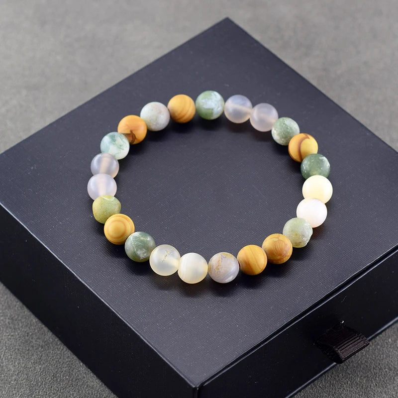 Frost Agate Bracelet Natural Colorful Stone Beads Bracelets