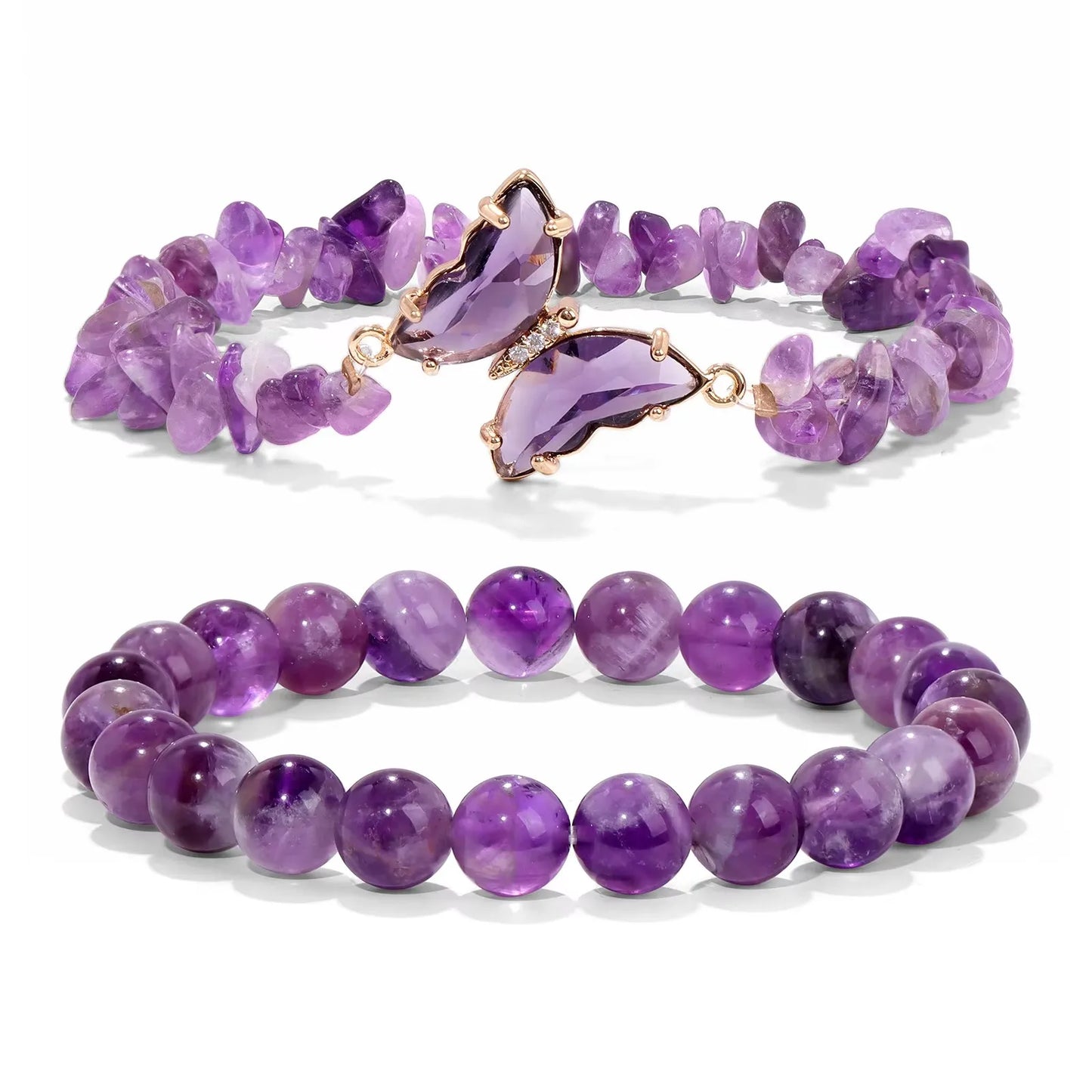 Natural Amethysts Charm Bracelet Series