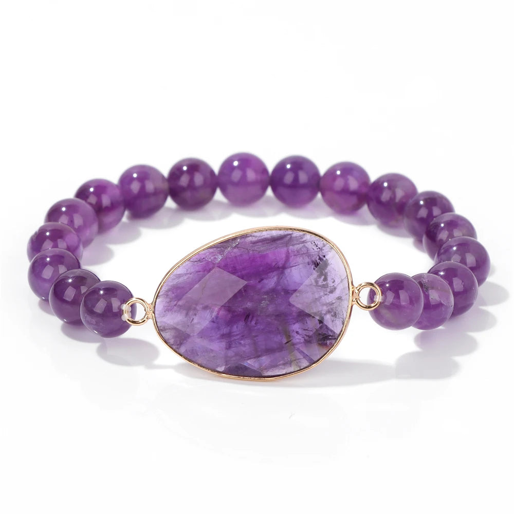 Natural Amethysts Charm Bracelet Series