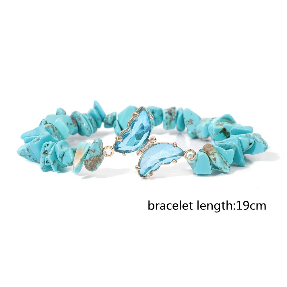 Butterfly Pendant Necklace Gravel Bracelets