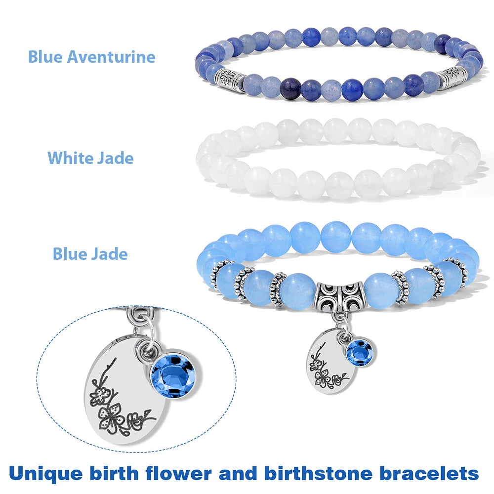 Birthstone Rose Sunflower Beaded Bracelet Sets