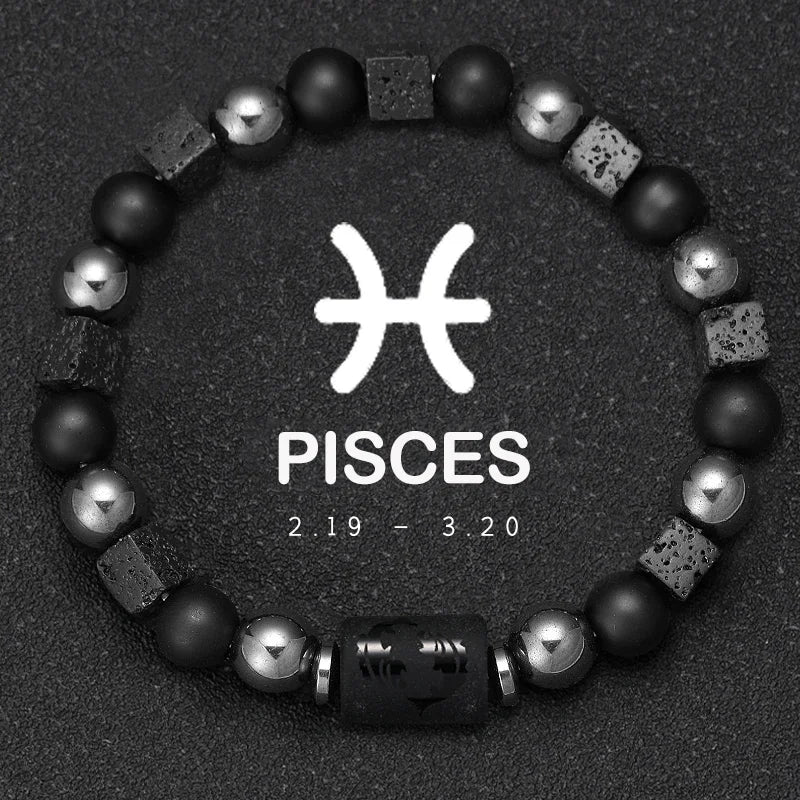 Obsidian Natural Stone 12 Zodiac Signs Bracelets