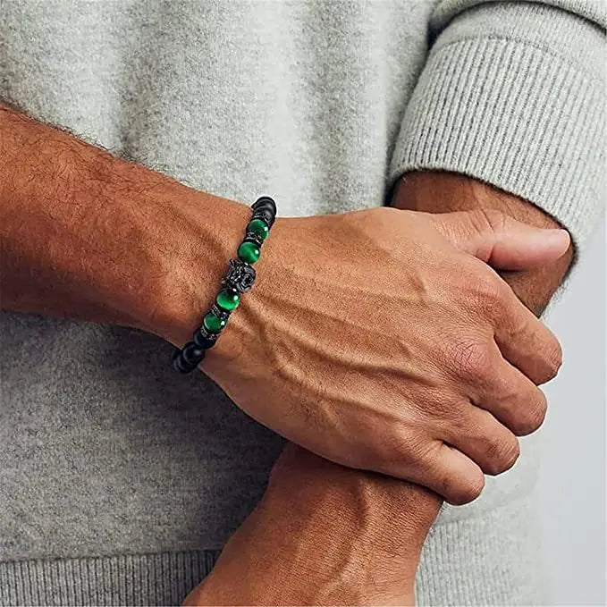 Alpha Wolf Head Charm Protection Diffuser Bracelet