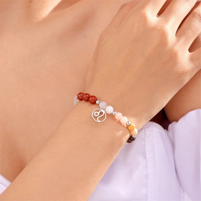 Colorful 12 Constellation Natural Stone Beaded Bracelets