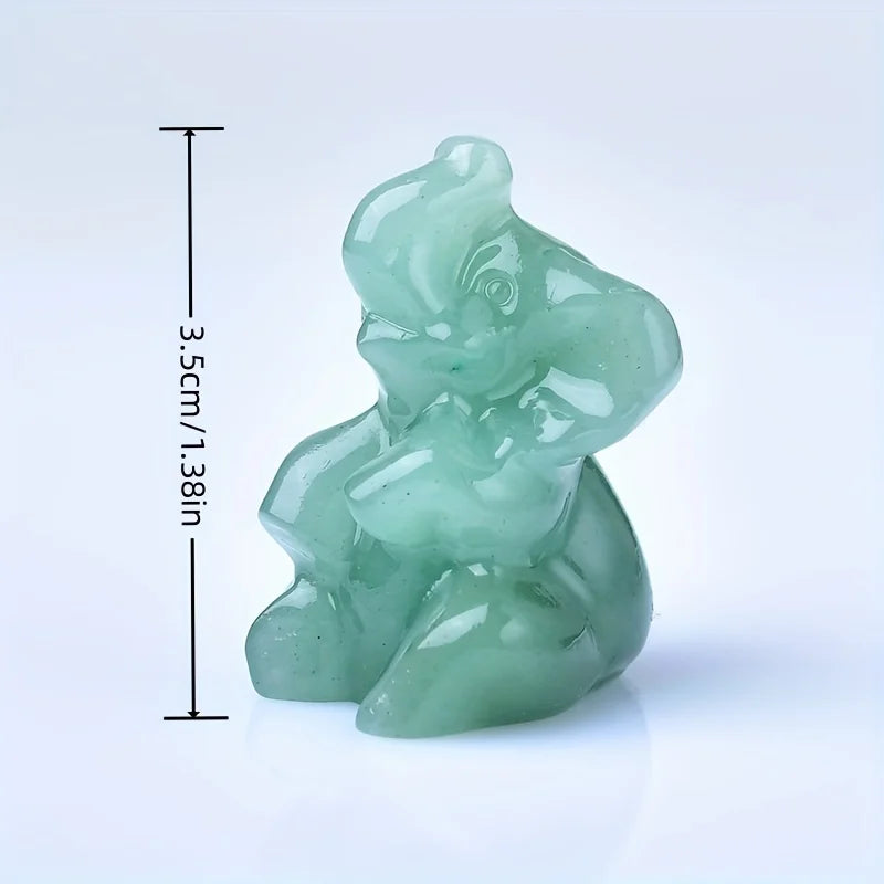 Crystal Unique Raw Stone Carved Elephant