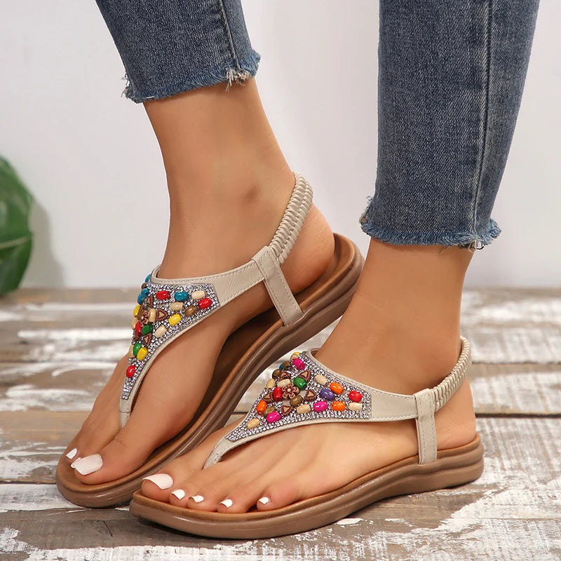 Rome Bling Crystal Mix Color Flat Heels Sandals