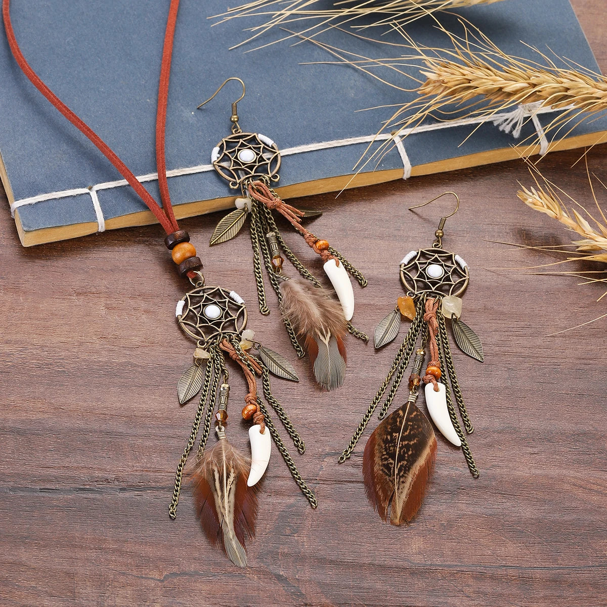 Hollow Dream Catcher Feather Tassel 2pcs Sets