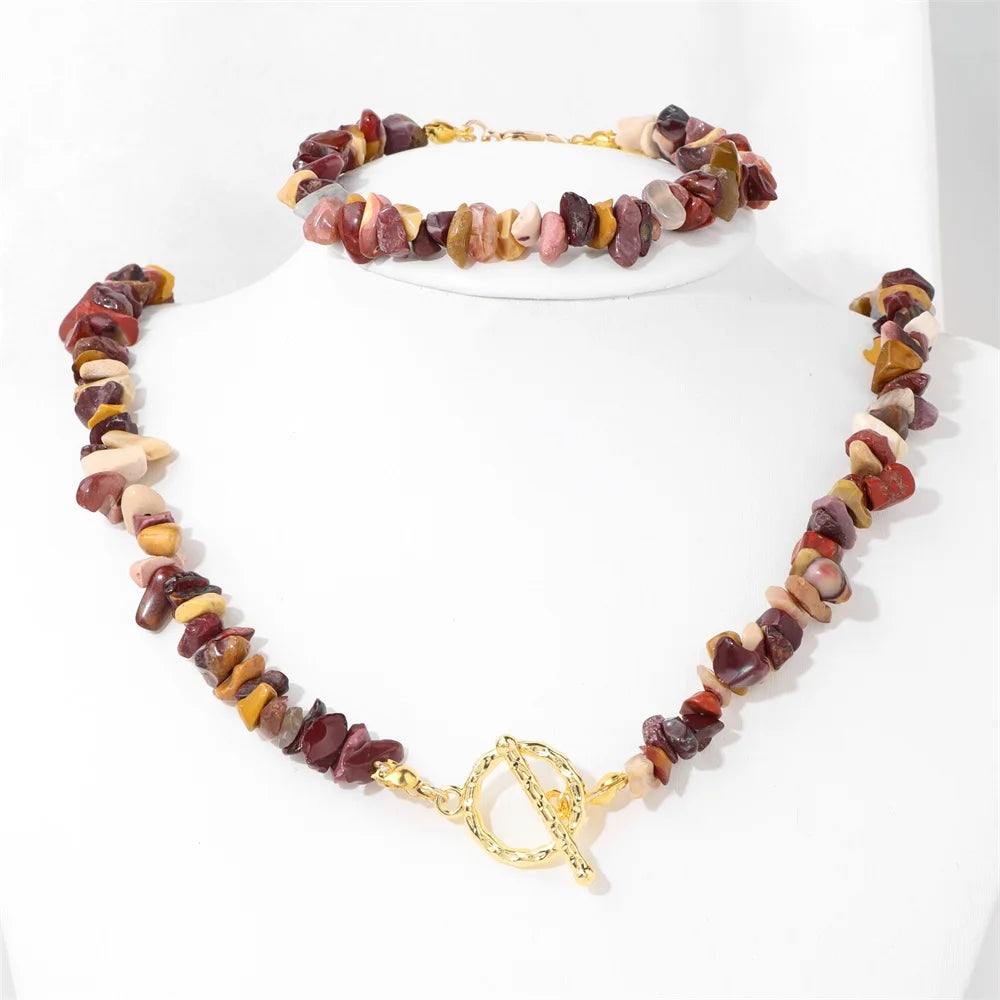 Gravel Gem Crystal Necklaces Bracelet Set