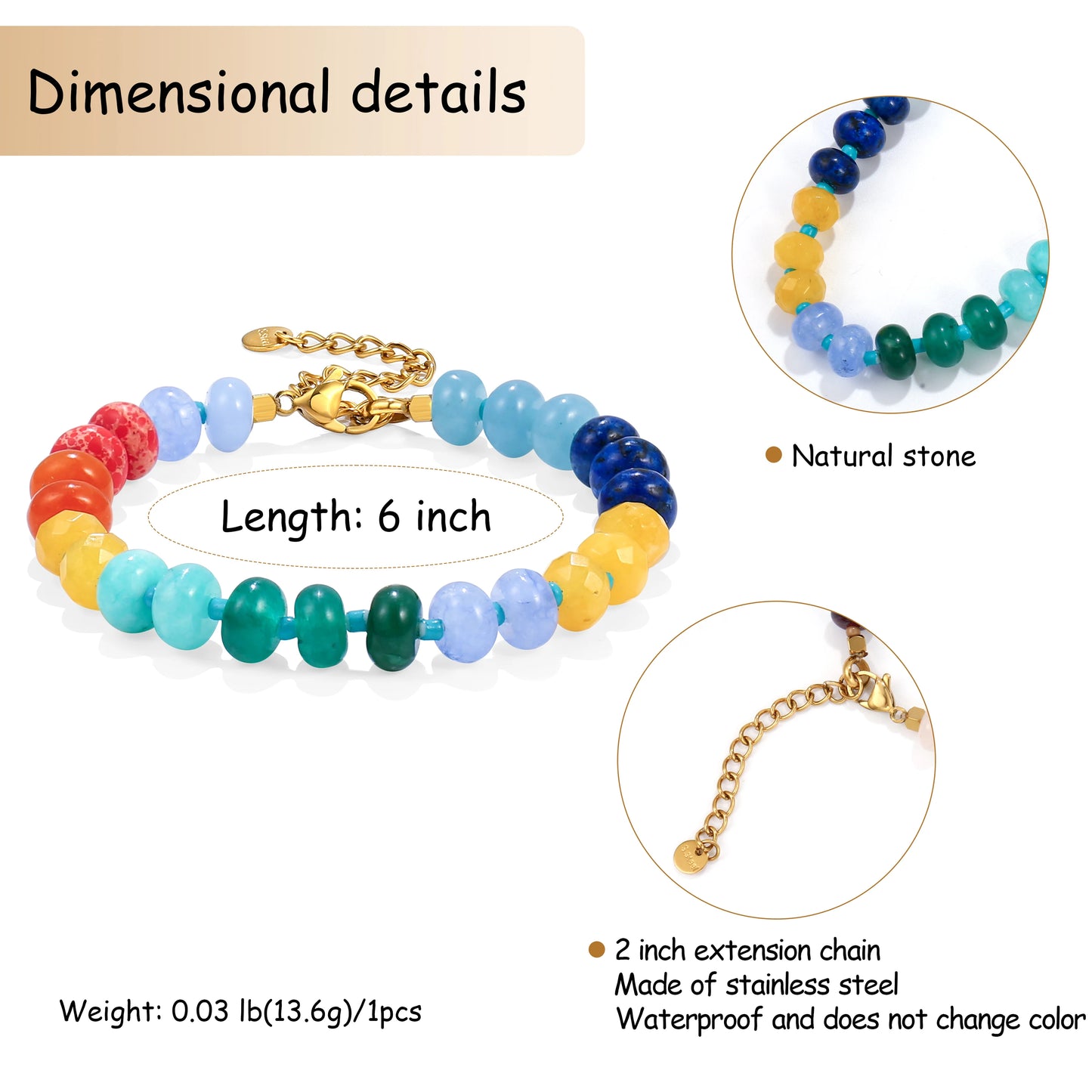 Colorful Gemstone Rainbow Bracelet