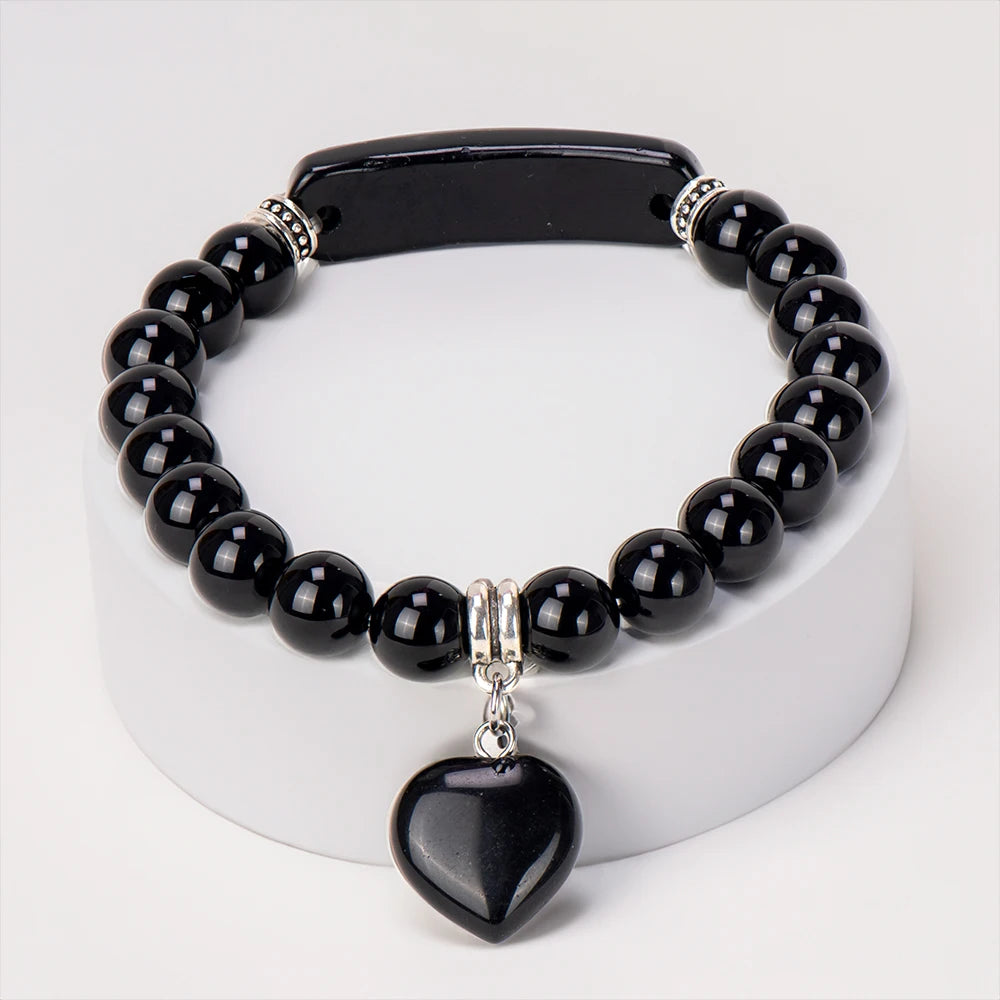 Italian Moonstone Heart Charm Crystal Bracelets