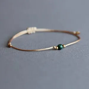 Malachite Ball Gold String Bracelet