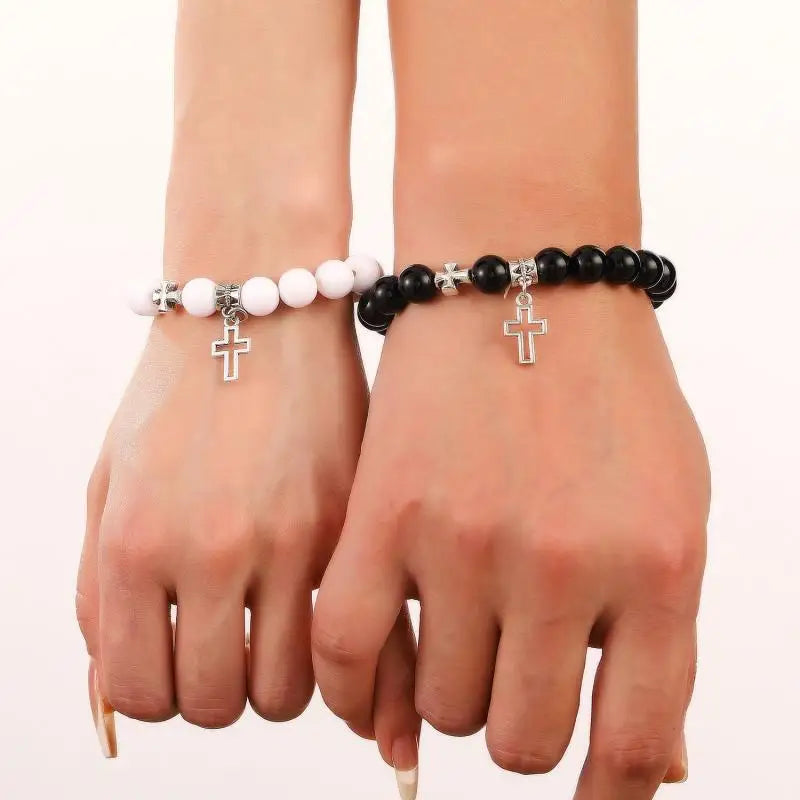 Kindred Spirit Twin 2Pcs/Set Natural Stone Cross Bracelets