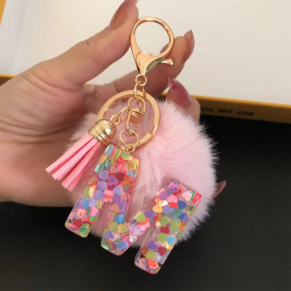 Pretty Pink Initials Alphabet Keychain Pendant