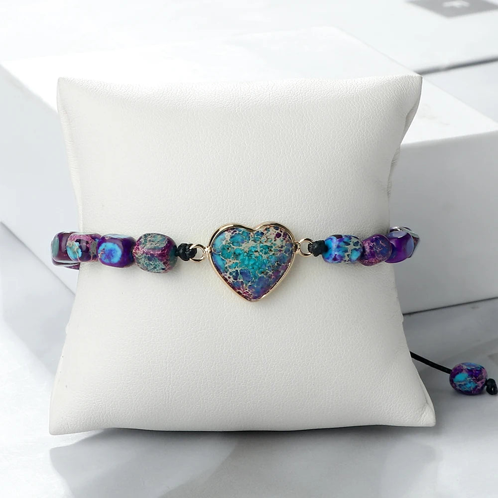Beautiful Heart-shaped Charm Stone Bracelets