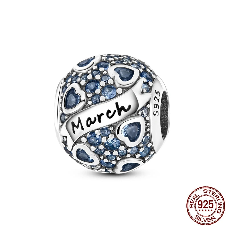 Zodiac Constellation Months Round Birthstone Charm Beads