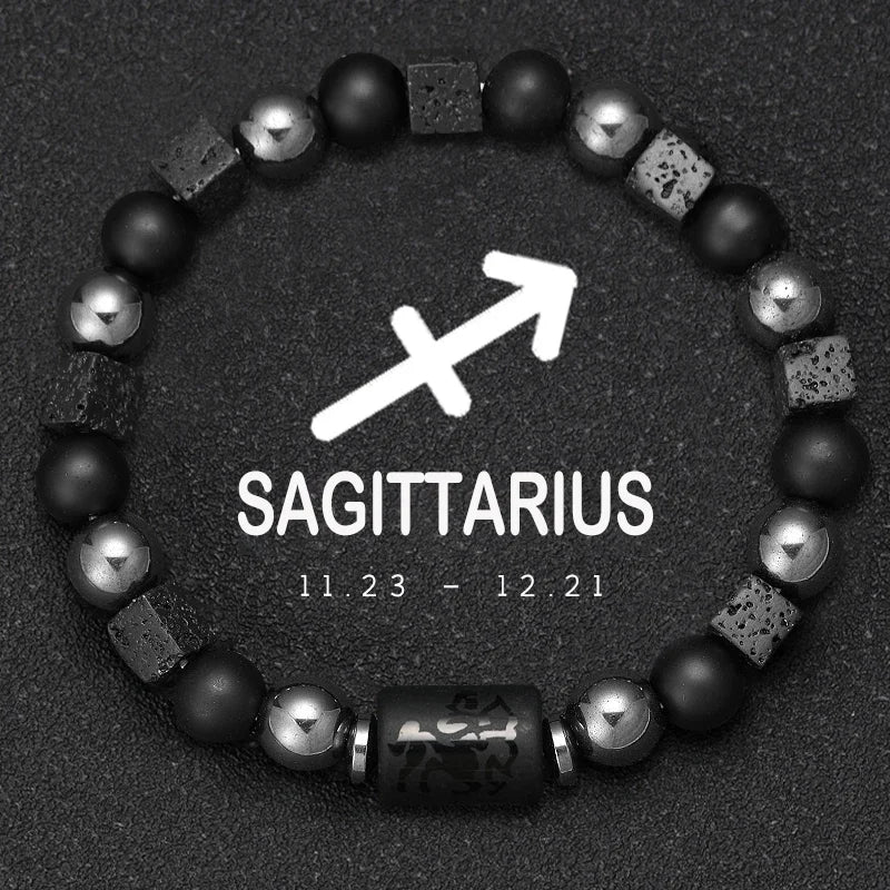 Obsidian Natural Stone 12 Zodiac Signs Bracelets