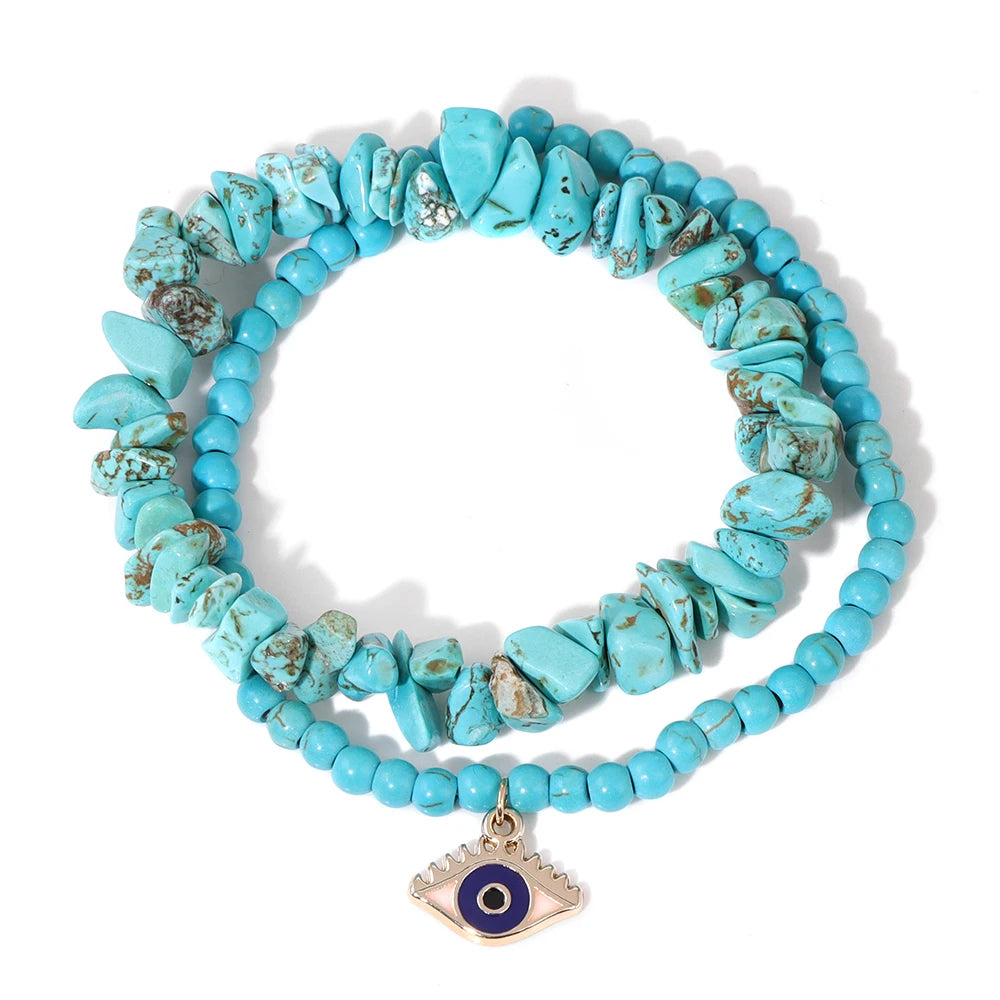 New Blue Turquoises Stone Charm Series Bracelets