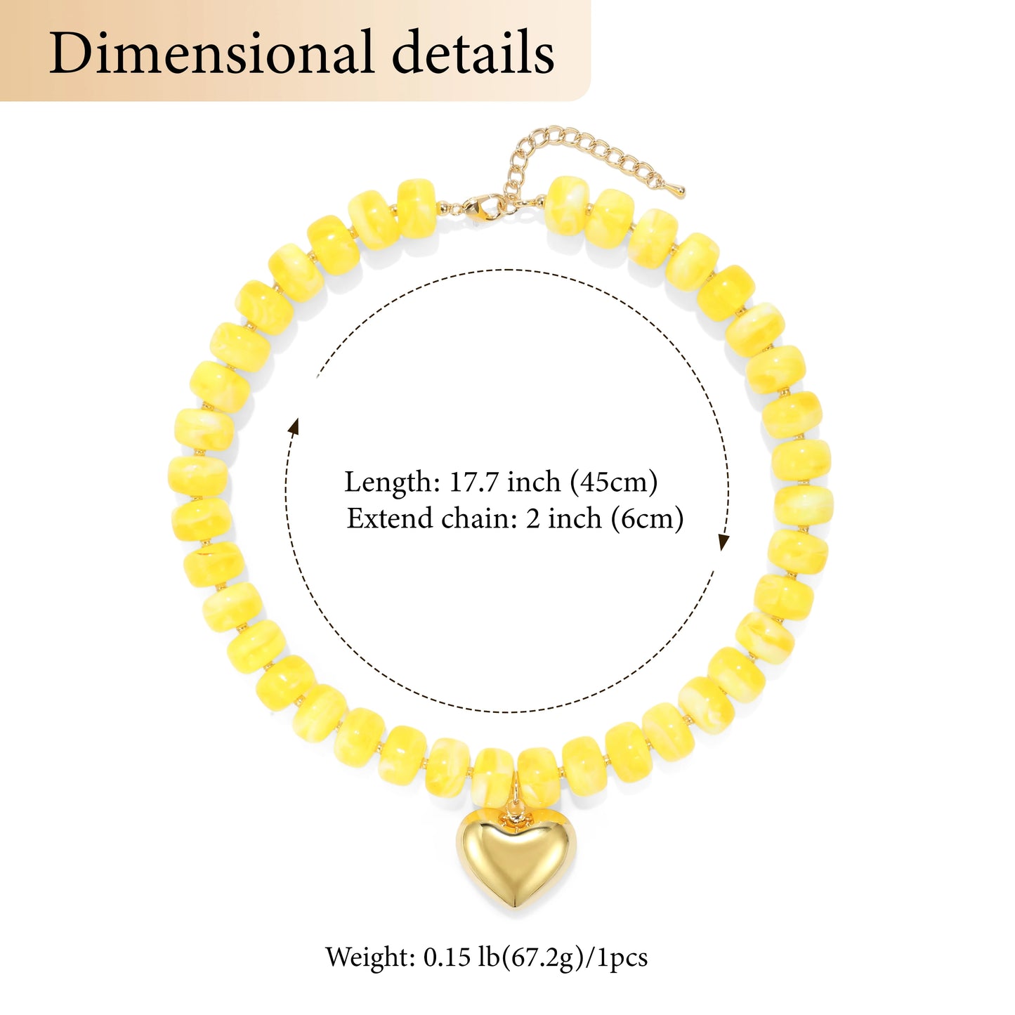 Colorful Crystal Beaded Choker Necklace 14K Gold Plated Heart Pendant