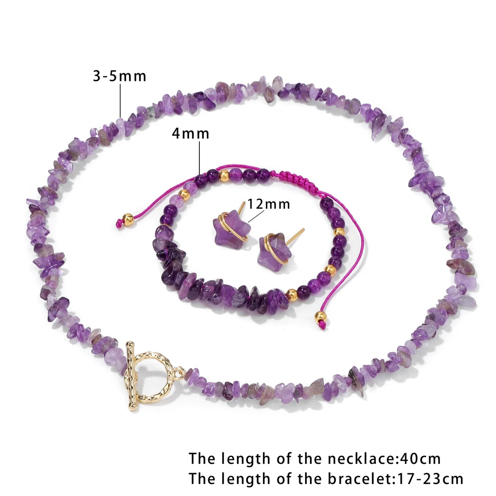 Stary Twinkle Gravel Natural Stone Chip Beads Jewelry Sets