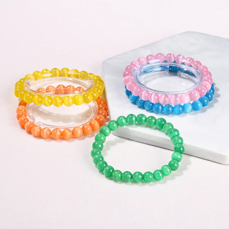 Candied Color Series Natural Cat Eyes Stone Bead Bracelets