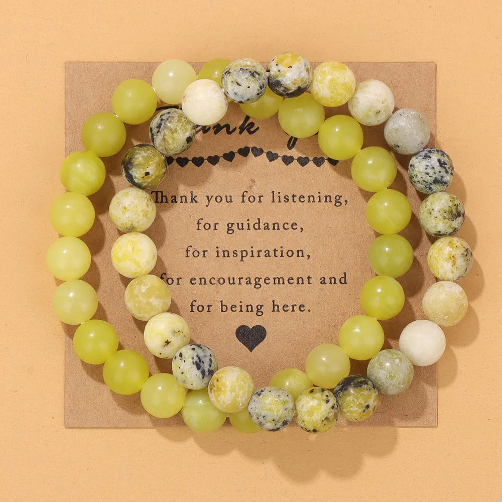 Natural Stone "Thank You" Card Bracelets
