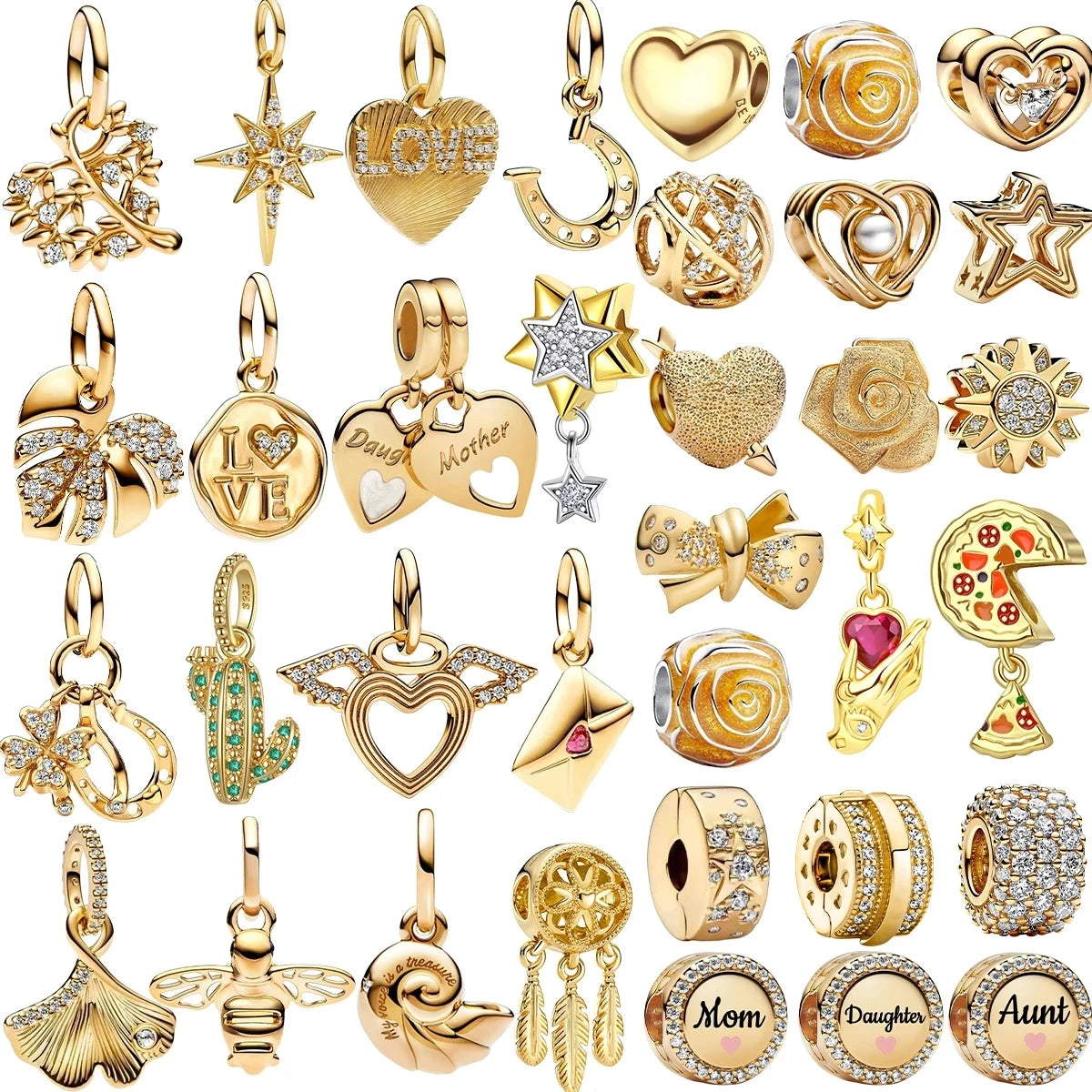 Glittering Gold Mixed Sparkling Charm Pendants