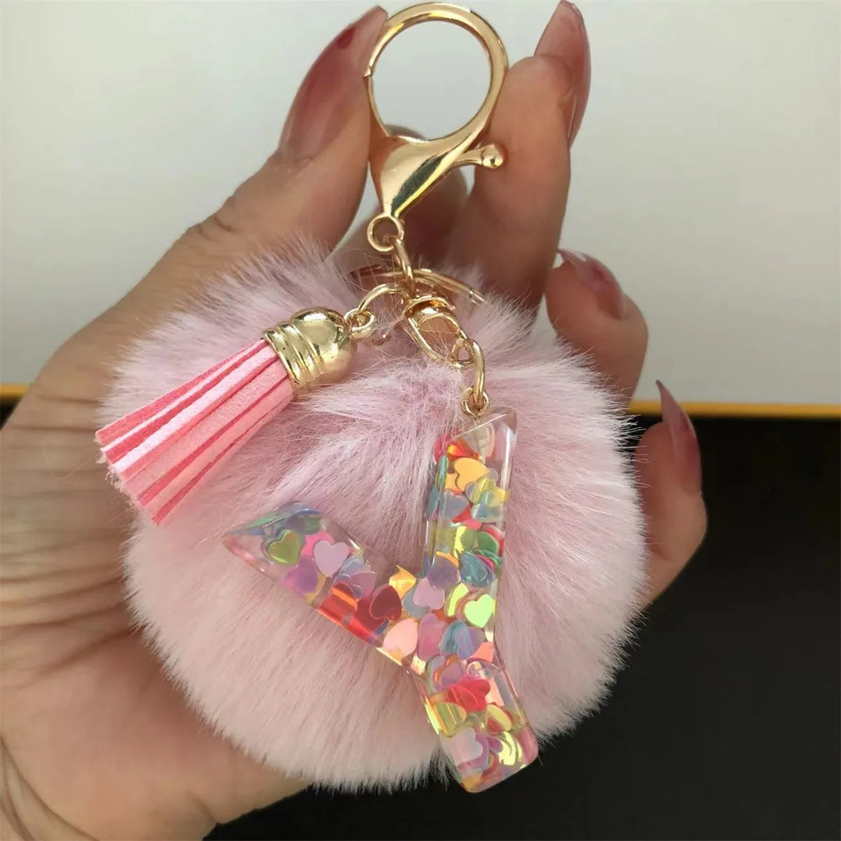 Pretty Pink Initials Alphabet Keychain Pendant
