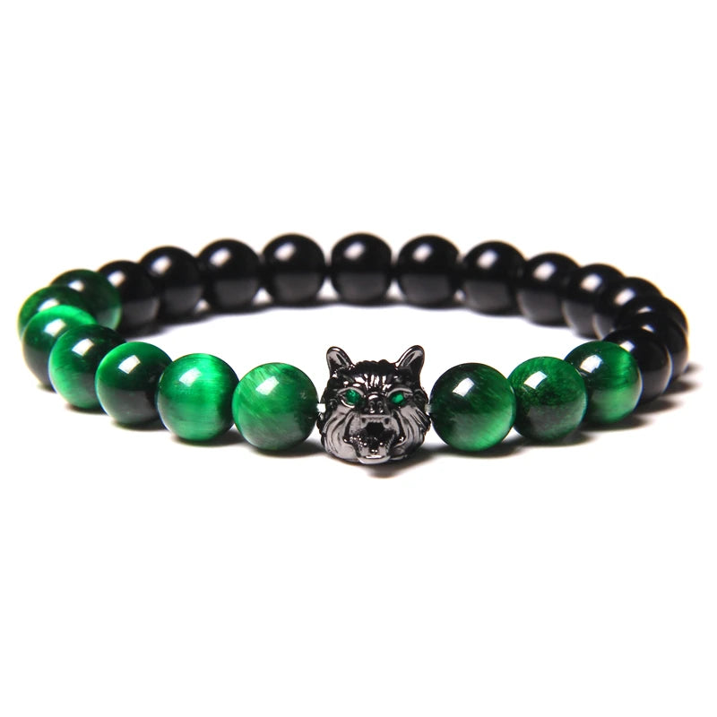 Alpha Wolf Head Charm Protection Diffuser Bracelet