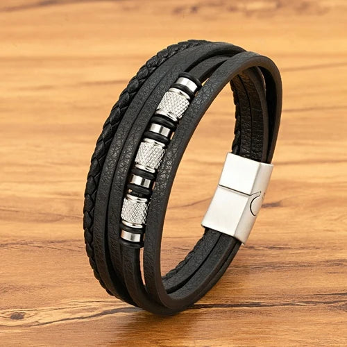 Magnetic Snap Charm Leather Bracelets