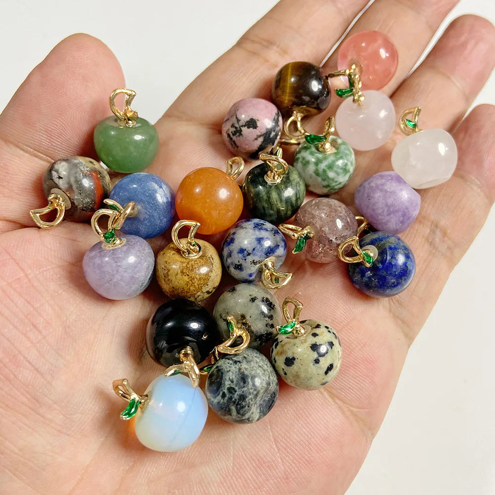Exquisite Natural Stone Apple Pendants Gems