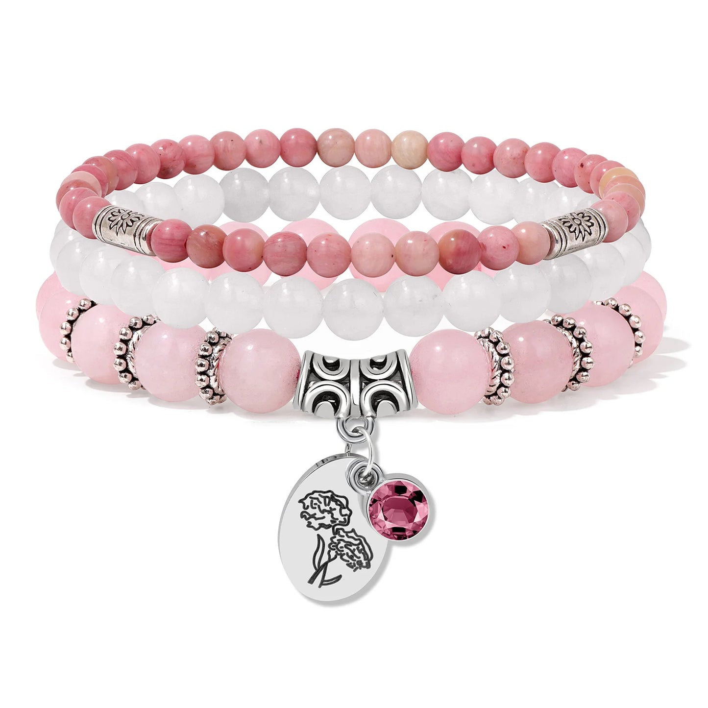 Birthstone Rose Sunflower Beaded Bracelet Sets