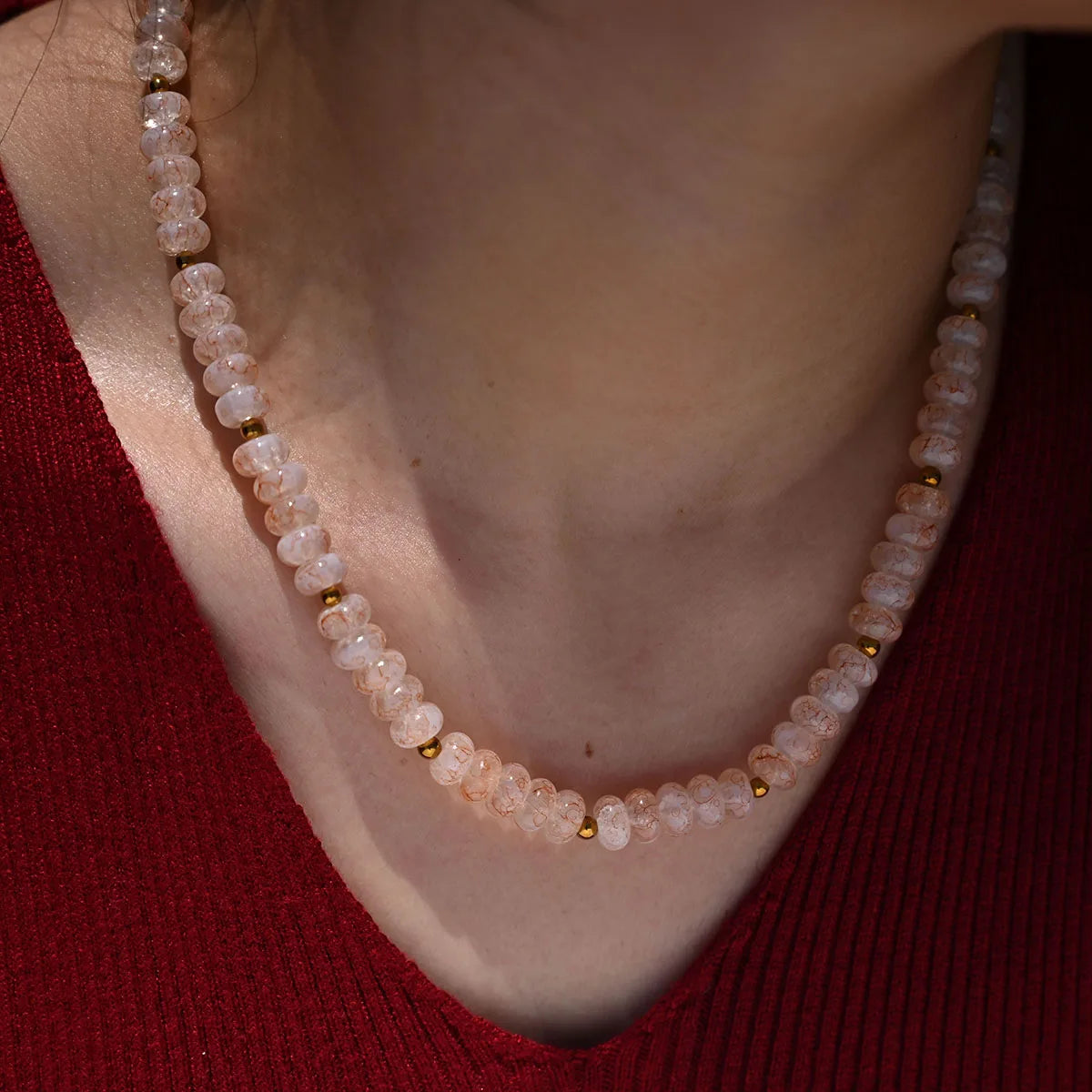 Enchanting Crystal Glass Soft Color Choker Necklace