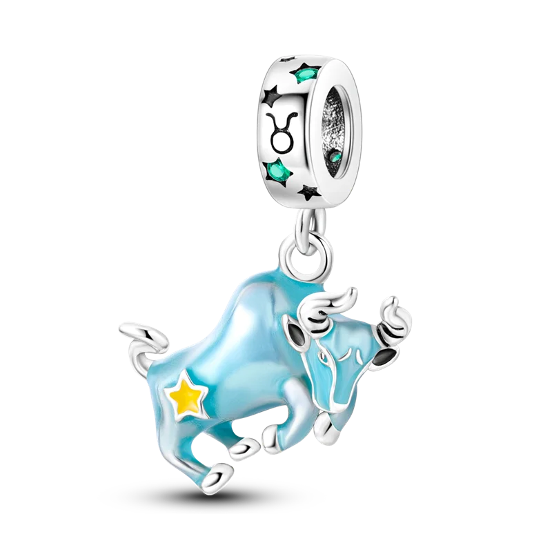 Zodiac Constellation Months Round Birthstone Charm Beads