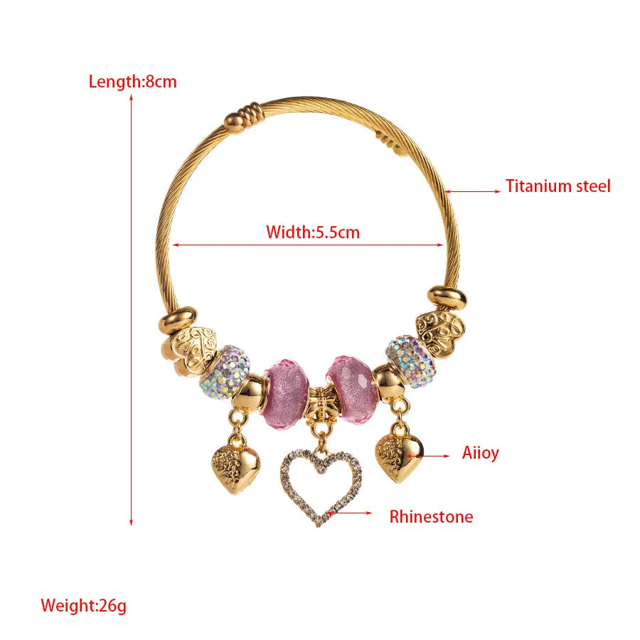 Birthstone Love Pendant Gold Bracelet
