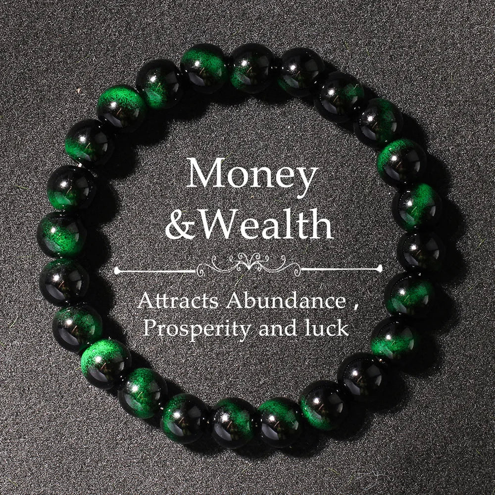 Wealthy Multicolored Crystal Tiger Eye Beads Bracelets