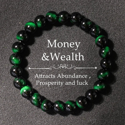 Wealthy Multicolored Crystal Tiger Eye Beads Bracelets