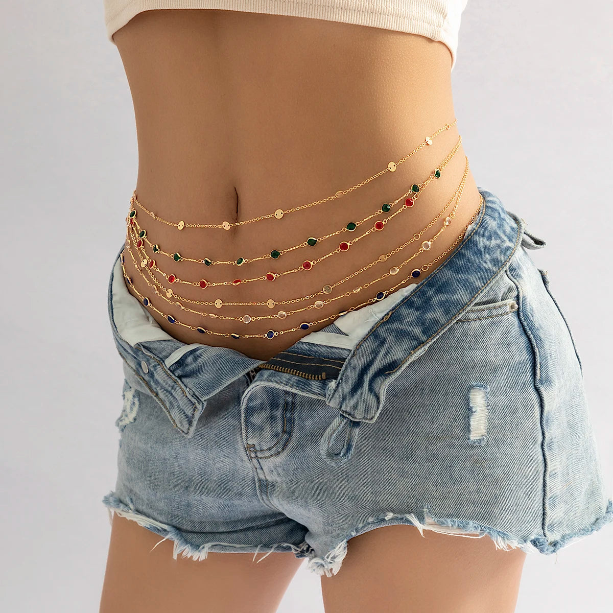 Gold Shimmery Crystal Waist Jewels