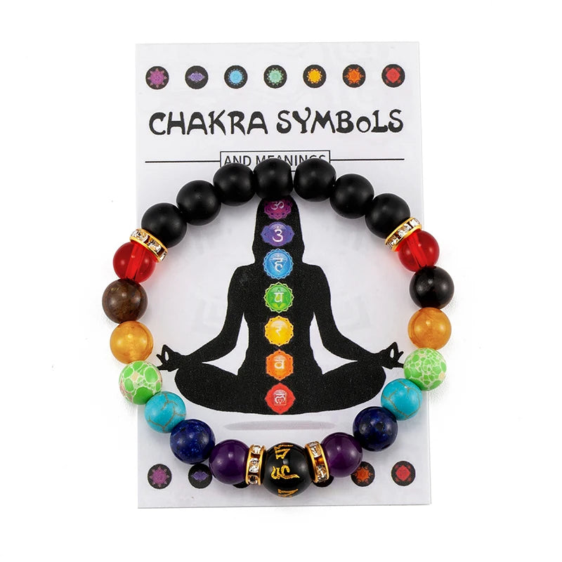 Natural Crystal Healing Mix 7 Chakra Bracelet