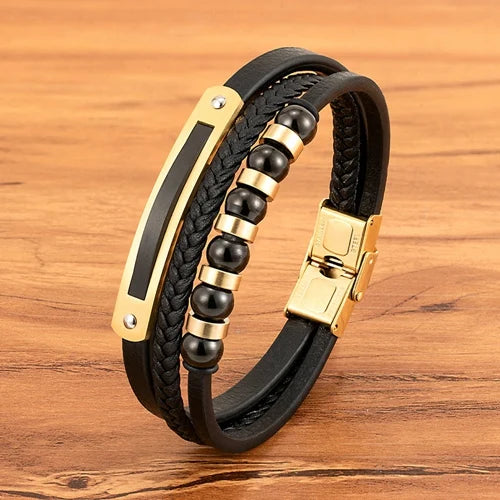 Magnetic Snap Charm Leather Bracelets