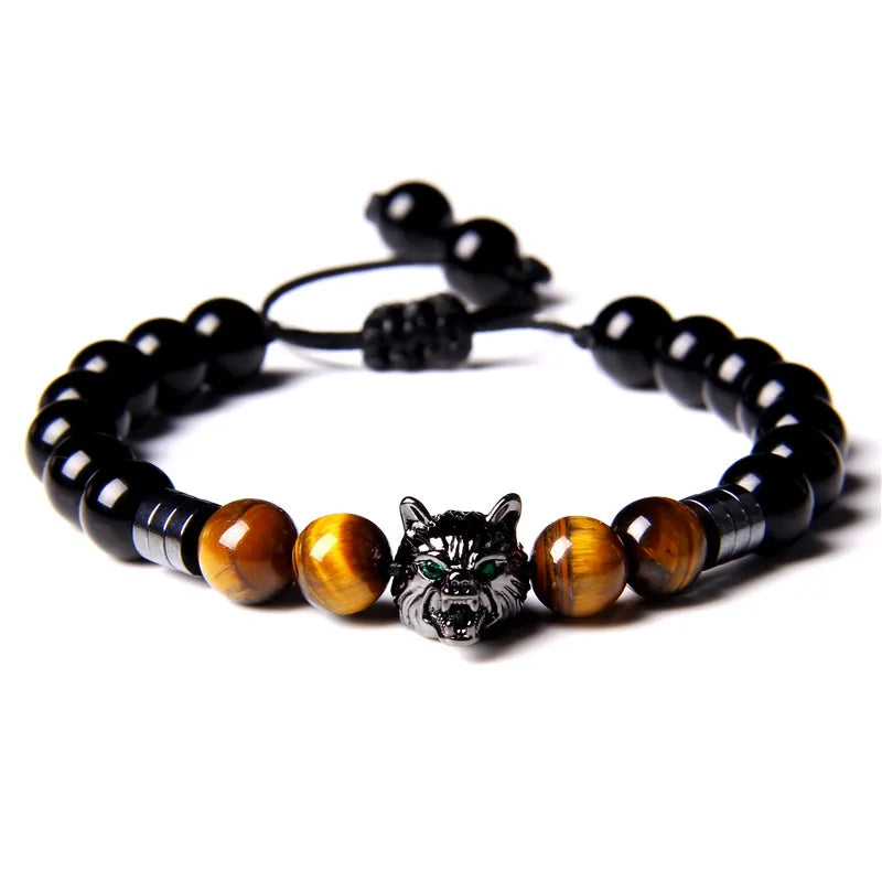 Alpha Wolf Head Charm Protection Diffuser Bracelet