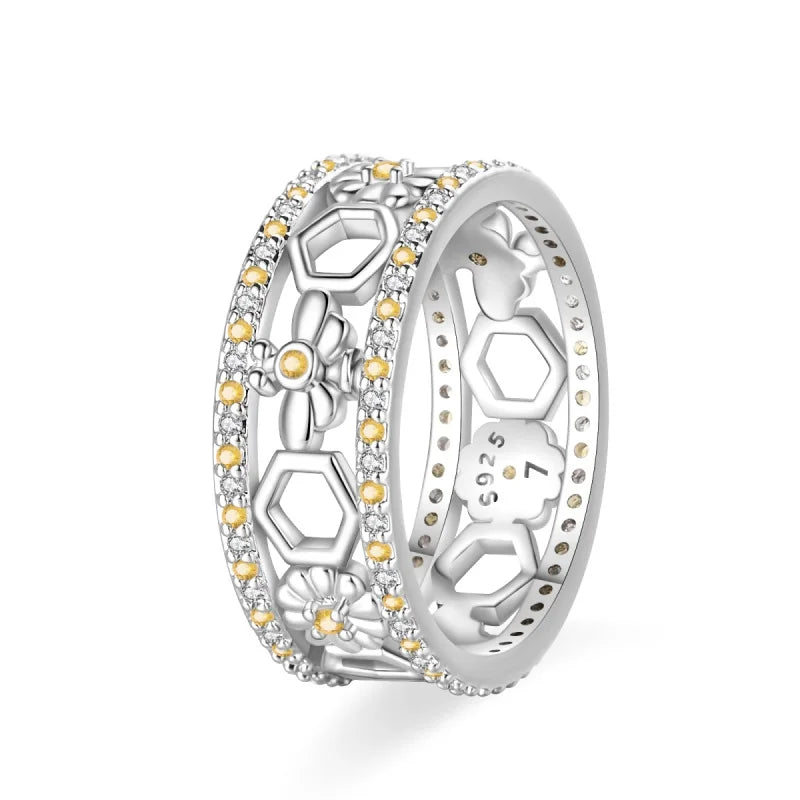 Floral Heart-Shaped Crown Rings