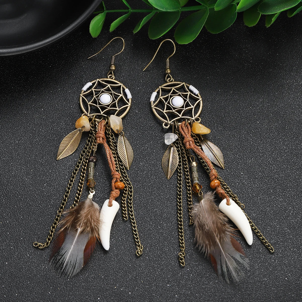 Hollow Dream Catcher Feather Tassel 2pcs Sets