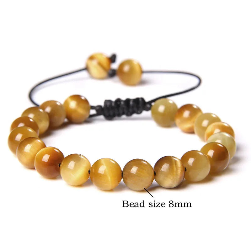Cool Royal 5 Star Natural Stone Tiger Eye Beaded Bracelets