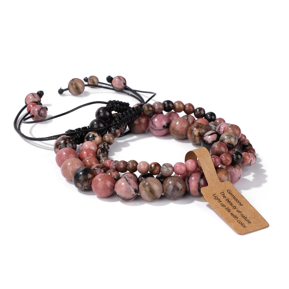 Universal Natural Stone Healing Mixed Size Beaded Bracelets