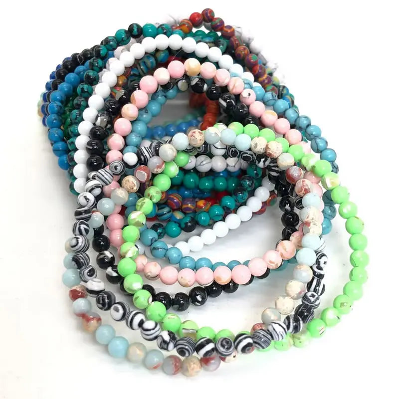 Dazzling 4mm Natural Round Stone Energy Bracelet