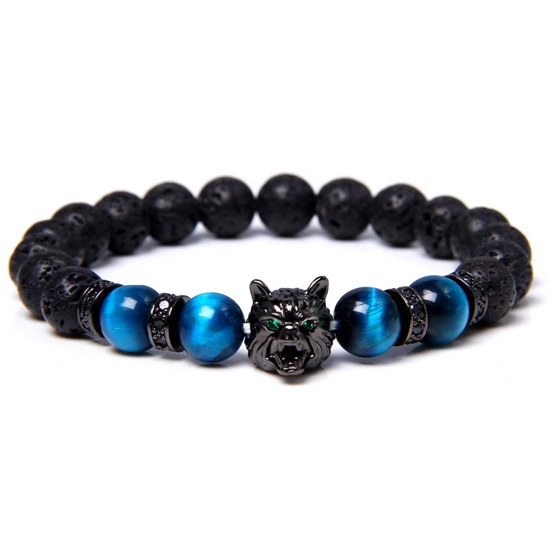Alpha Wolf Head Charm Protection Diffuser Bracelet
