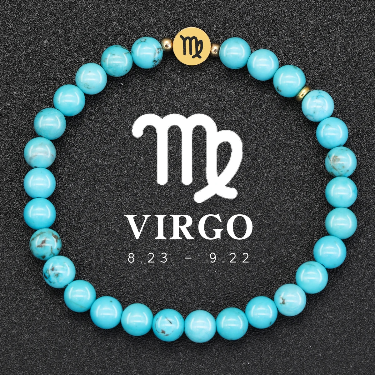 Natural Stone Blue Turquoise 12 Zodiac Bracelets