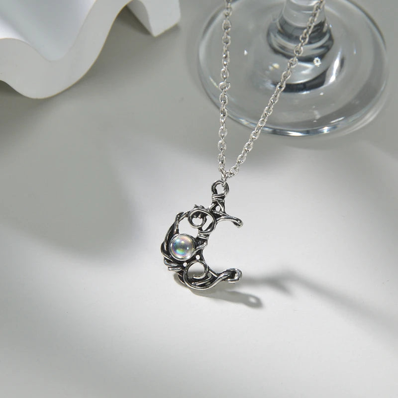 Water Drop Moonstone Pendant Gem Necklace