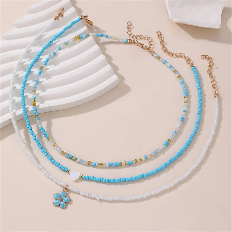 Lovely Ocean Multilayer Rice Bead Ocean Theme Clavicle Necklace